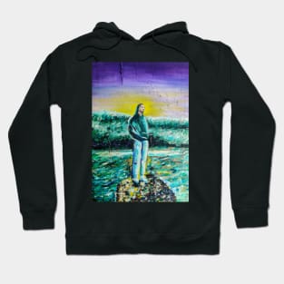 Sitting on a Rock painting Hoodie